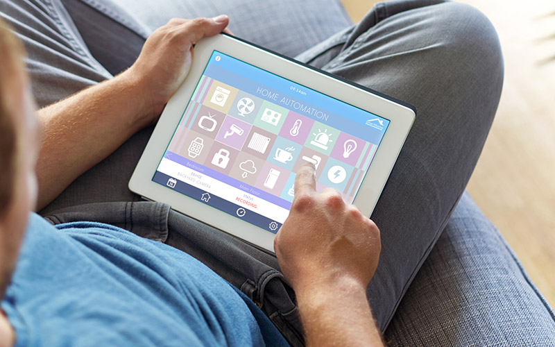 home automation screen on tablet